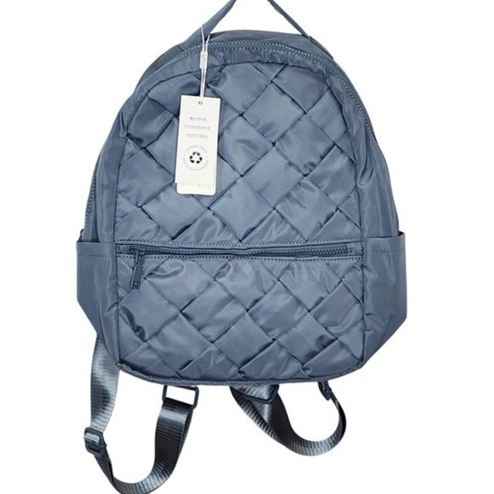 Urban Expressions Quilted Fashion Backpack Blue Nylon Casual Chic Minimalist